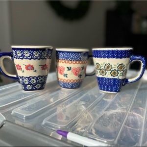 Polish Pottery Mugs ( Set of 3)